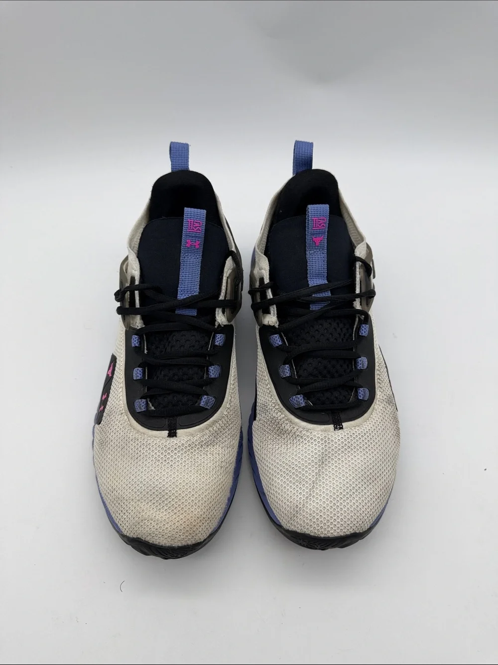 Under Armour Mens 11.5 Project Rock Purple White Training Shoes Gym HOVR